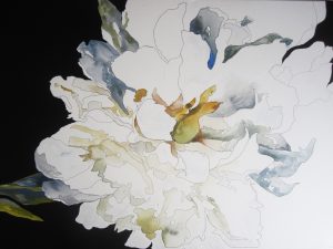 ALT White Flower - Painting Image Only, 30" x 40", Acrylic on Canvas, by Mary Patricia Stumpf, Copyright 2022
